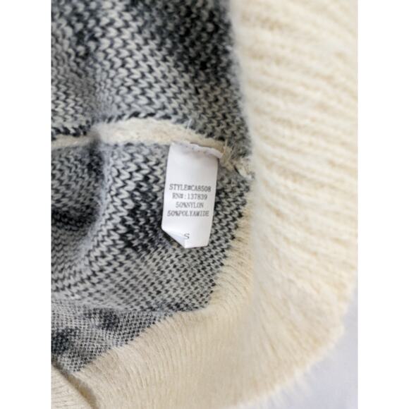 Dreamers Animal Print Cardigan Small Cream Black Open Front Leopard Knit Sweater - Picture 5 of 12